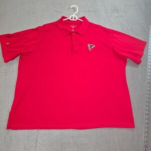 Antigua Atlanta Falcons Golf Polo Performance Short Sleeve Red Mens XXL 2XL